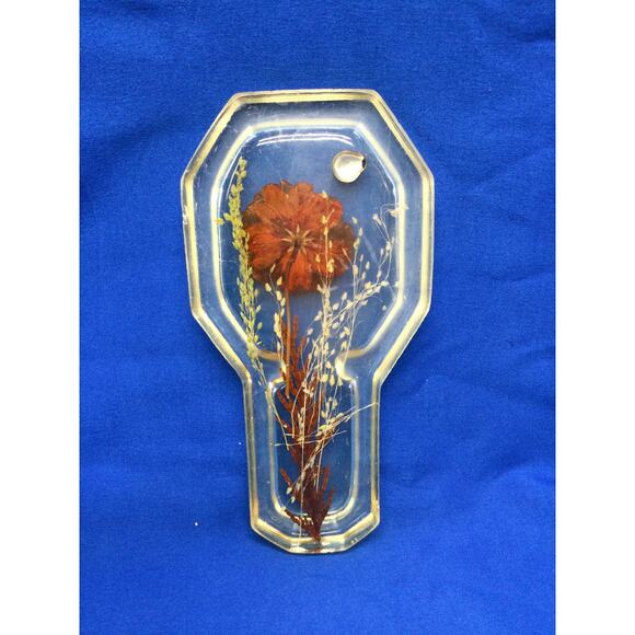 70s Acrylic Pressed flower spoon rest - Picture 6 of 7